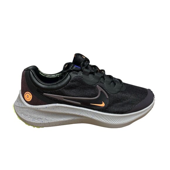 NIKE AIR ZOOM WINFLO 8 SHIELD RUNNING SHOES WOMENS SIZE 11 BLACK VIOLET ORANGE - Picture 1 of 11